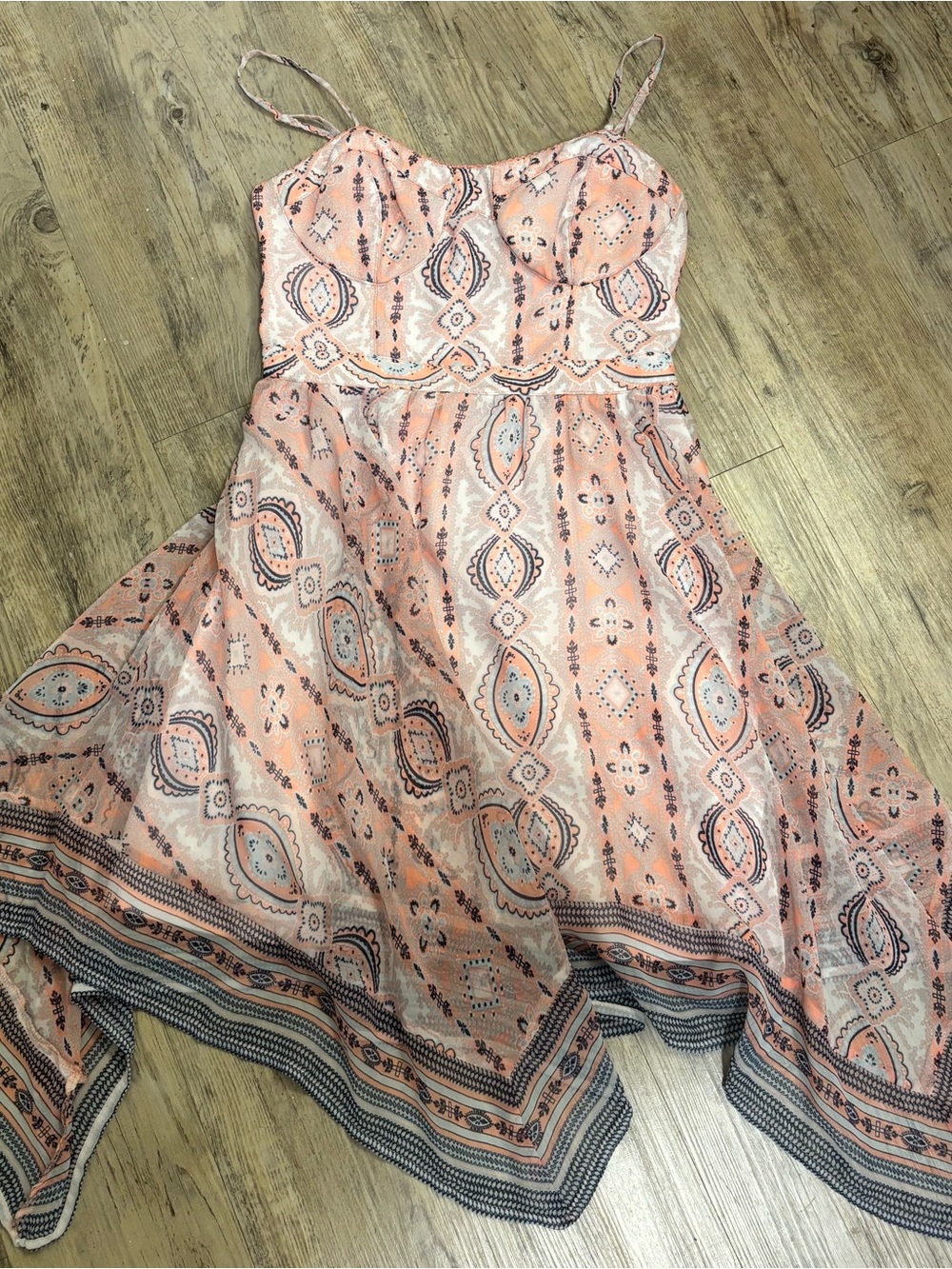 American Eagle Outfitters Pink Paisley Asymmetrical Hem Dress